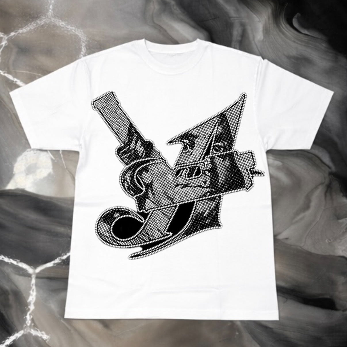 White LA Rhinestone T-Shirt