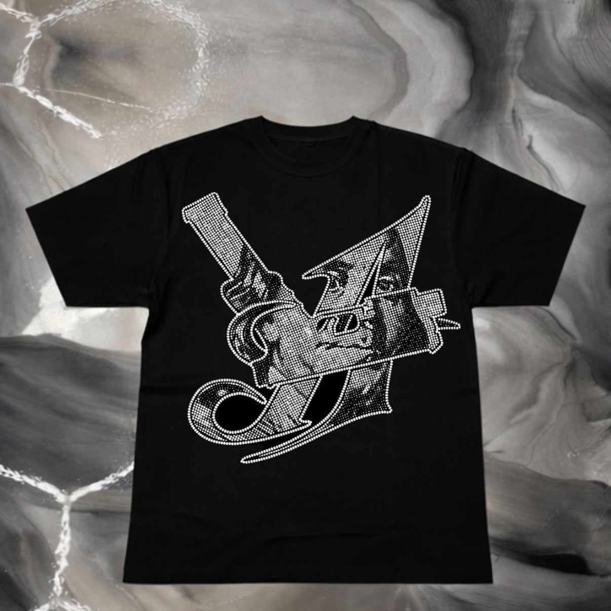 Black LA Rhinestone T-shirt